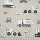 Tissu Coton Engins de Chantier Fond Beige | Laize 1m55