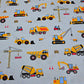 Tissu Coton Engins de Chantier Fond Gris | Laize 1m55