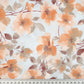 Tissu Coton Fleurs Beiges Oranges Fond Gris | Laize 1m55