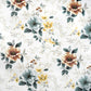 Tissu Coton Fleurs Brune et Sage Fond Blanc | Laize 1m55