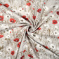 Tissu Coton Fleurs Coquelicots Fond Beige-Gris | Laize 1m55