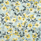 Tissu Coton Fleurs Jaunes Grises Fond Vert Sauge | Laize 1m55