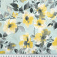 Tissu Coton Fleurs Jaunes Grises Fond Vert Sauge | Laize 1m55