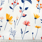 Tissu Coton Fleurs Jaunes Rouges sur Branches Navy | Laize 1m55