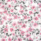Tissu Coton Fleurs Roses Grises Fond Blanc | Laize 1m55