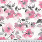 Tissu Coton Fleurs Roses Grises Fond Blanc | Laize 1m55