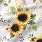 Tissu Coton Grands Tournesols 20cm Fond Blanc | Laize 1m55