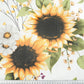 Tissu Coton Grands Tournesols 20cm Fond Blanc | Laize 1m55