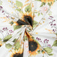 Tissu Coton Grands Tournesols 20cm Fond Blanc | Laize 1m55