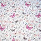 Tissu Coton Papillons Libellule Rose Gris | Laize 1m60
