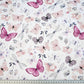 Tissu Coton Papillons Libellule Rose Gris | Laize 1m60