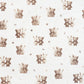 Tissu Coton Lapin Et Teddy Beige Fond Blanc | Laize 1m55