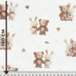 Tissu Coton Lapin Et Teddy Beige Fond Blanc | Laize 1m55