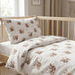 Tissu Coton Lapin Et Teddy Beige Fond Blanc | Laize 1m55