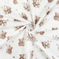 Tissu Coton Lapin Et Teddy Beige Fond Blanc | Laize 1m55