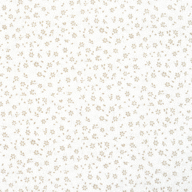 Tissu Coton Mini Patch Fleurs Beiges Fond Blanc | Laize 1m55