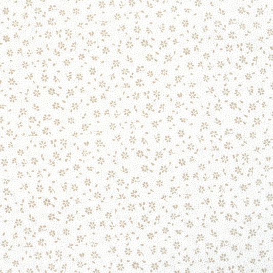 Tissu Coton Mini Patch Fleurs Beiges Fond Blanc | Laize 1m55