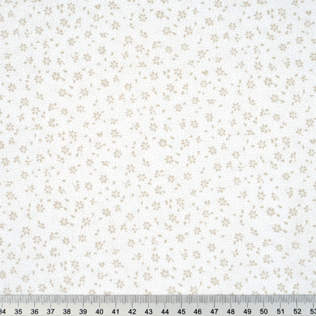 Tissu Coton Mini Patch Fleurs Beiges Fond Blanc | Laize 1m55