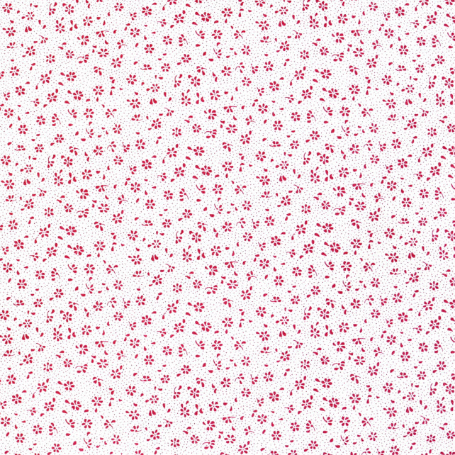 Tissu Coton Mini Patch Fleurs Burgundy Fond Blanc | Laize 1m55