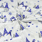 Tissu Coton Noël Gnomes Trio Bleus Fond Gris | Laize 1m60