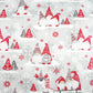 Tissu Coton Noël Gnomes Trio Rouges Fond Gris | Laize 1m60