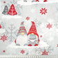 Tissu Coton Noël Gnomes Trio Rouges Fond Gris | Laize 1m60