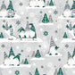 Tissu Coton Noël Gnomes Trio Verts Fond Gris | Laize 1m60