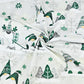 Tissu Coton Noël Gnomes Trio Verts Fond Gris | Laize 1m60
