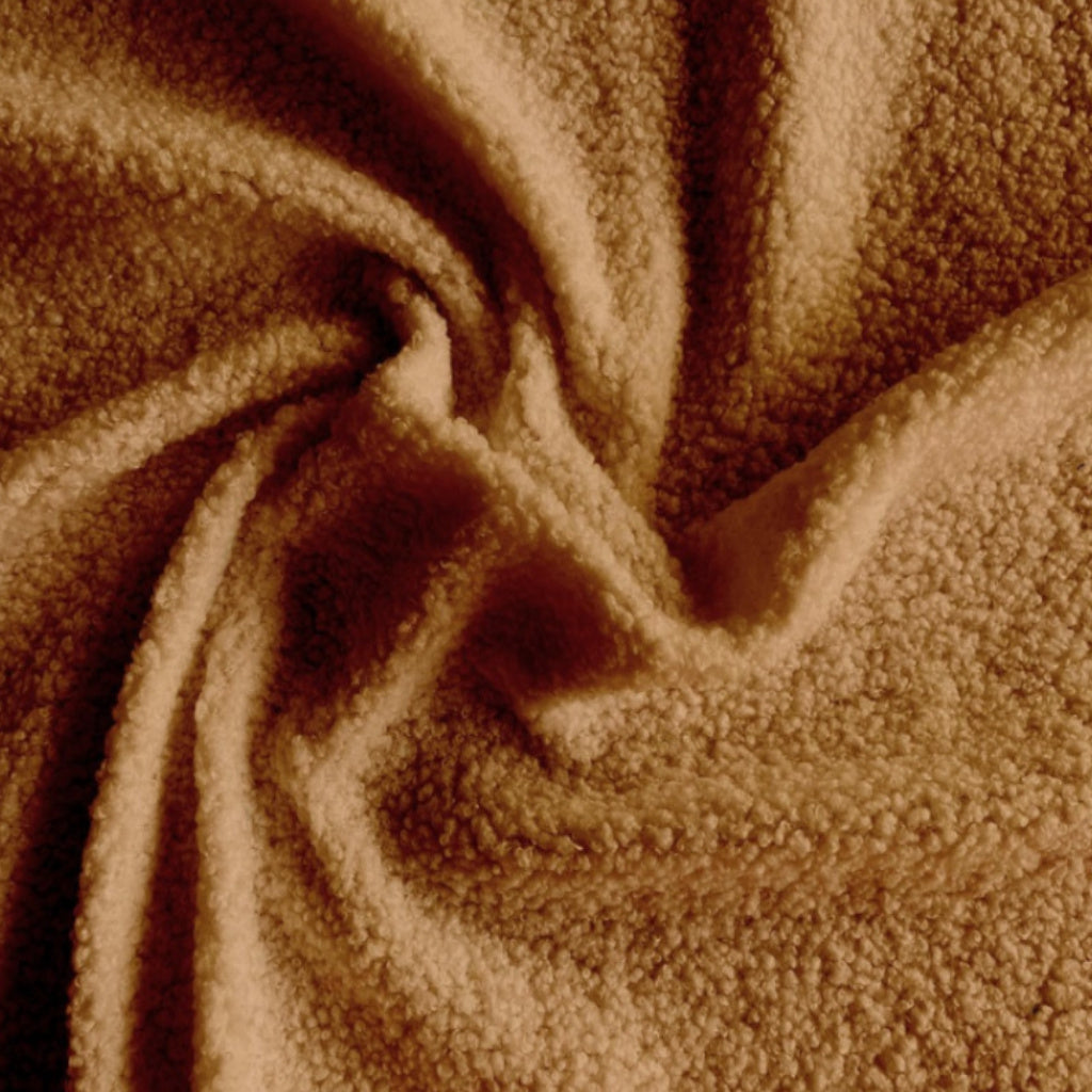 Tissu Teddy Polyester Bouclé | Couleur Camel | Laize 1m50
