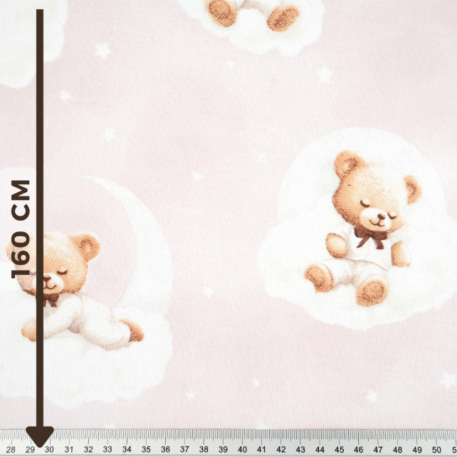 Tissu Coton Teddy Lune Fond Rose | Laize 1m55