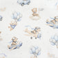 Tissu Coton Teddy Pilote Bleu Beige Fond Blanc | Laize 1m55