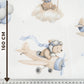 Tissu Coton Teddy Pilote Bleu Beige Fond Blanc | Laize 1m55