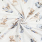 Tissu Coton Teddy Pilote Bleu Beige Fond Blanc | Laize 1m55