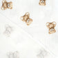 Tissu Double Gaze De Coton Imprimé | Petits Oursons Beiges | Laize 135cm