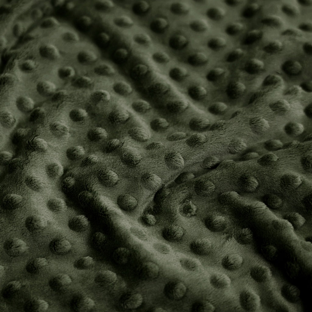 Coton Minky A Pois Premium 380g/m² - Vert Kaki