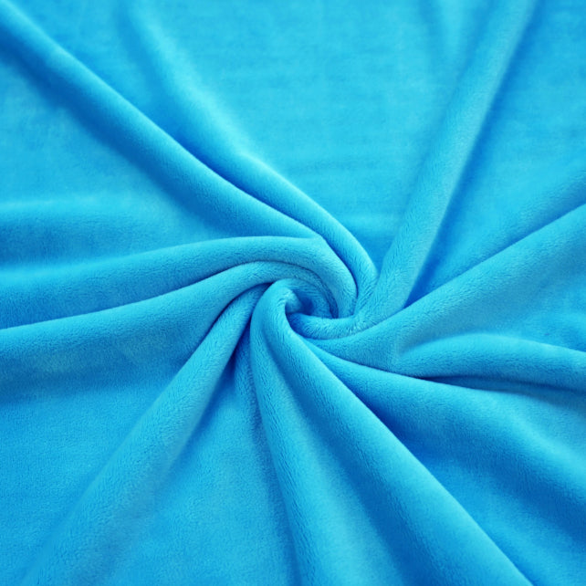 Tissu Minky Lisse Bleu Azure | Premium | Laize 1m55
