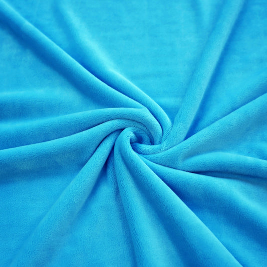 Tissu Minky Lisse Bleu Azure | Premium | Laize 1m55