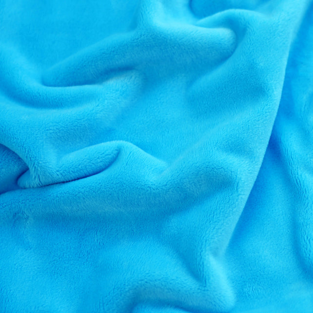 Tissu Minky Lisse Bleu Azure | Premium | Laize 1m55
