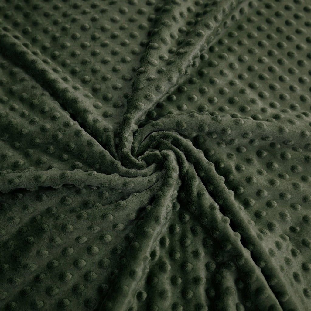 Coton Minky A Pois Premium 380g/m² - Vert Kaki