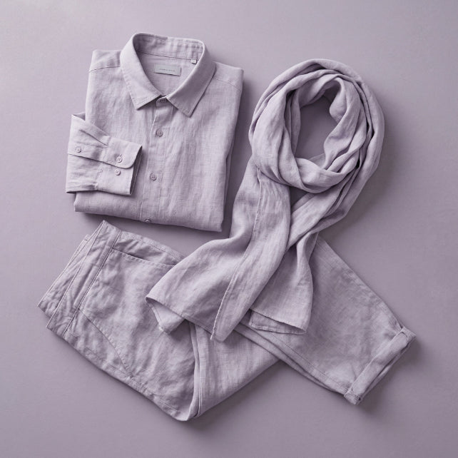 Tissu 100% Lin Lavé | Lavende Stonewashed | Laize 1m45