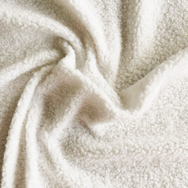 Tissu Teddy Polyester Bouclé | Couleur Ecru | Laize 1m50
