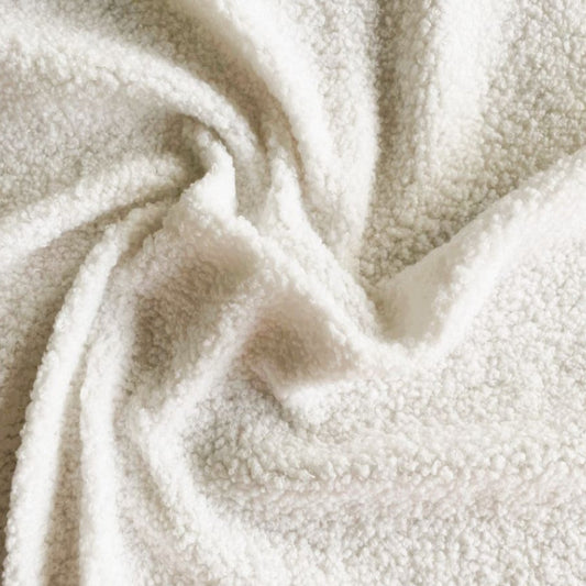 Tissu Teddy Polyester Bouclé | Couleur Ecru | Laize 1m50