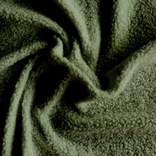 Tissu Teddy Polyester Bouclé | Couleur Fougère | Laize 1m50