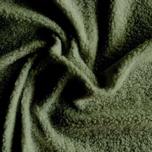 Tissu Teddy Polyester Bouclé | Couleur Fougère | Laize 1m50