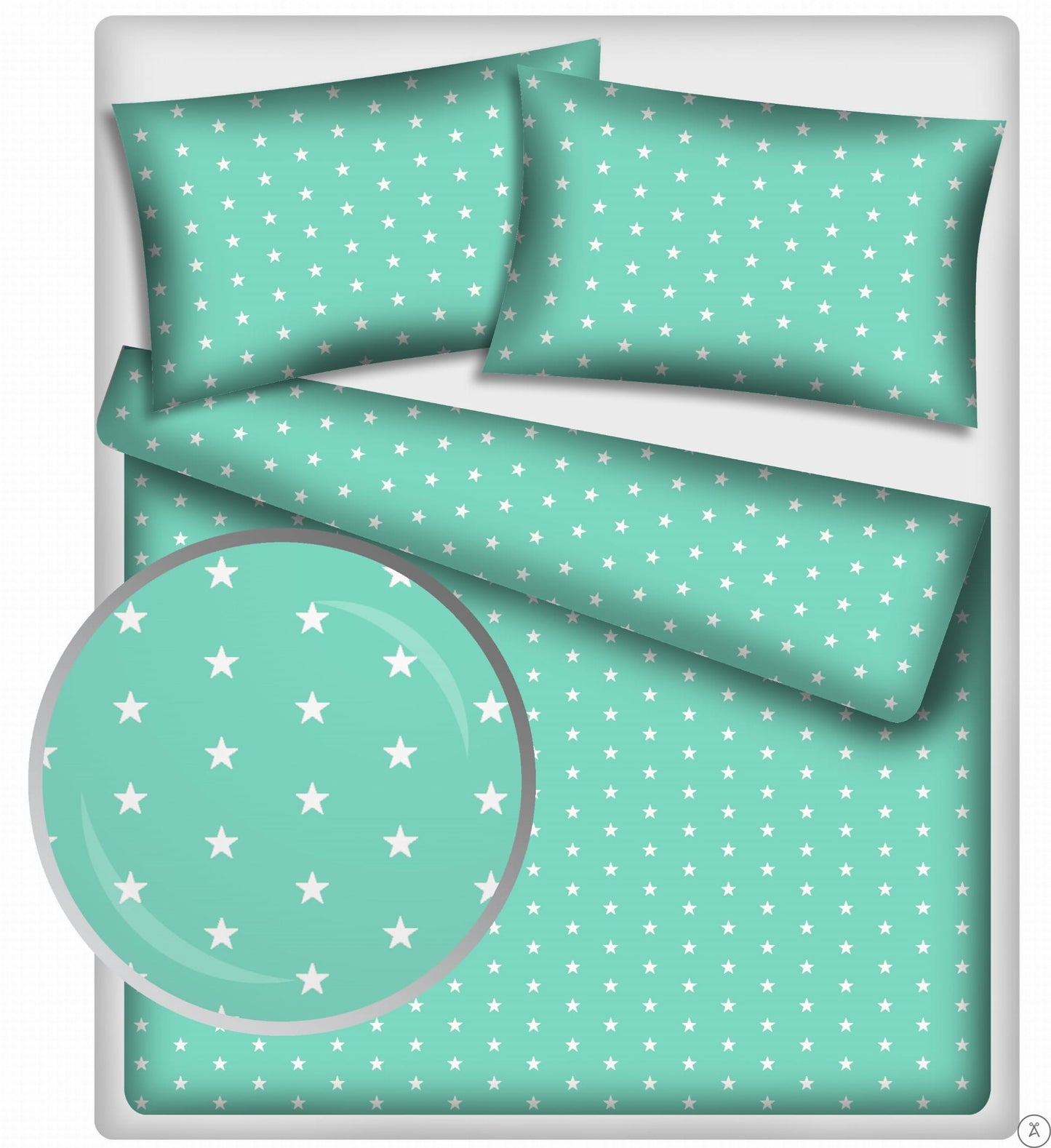 Etoiles Blanches Fond Vert | 1m x 1m60