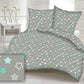 Etoiles Vertes Blanches Fond Gris | 1m x 1m60