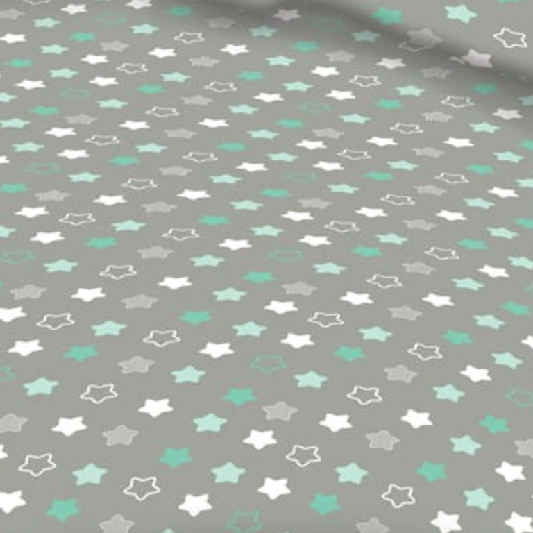 Etoiles Vertes Blanches Fond Gris | 1m x 1m60