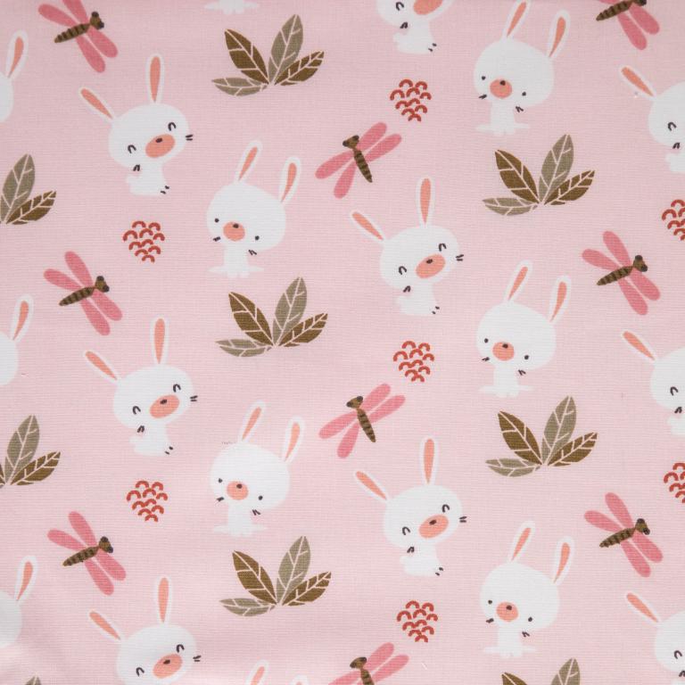 Lapin Papillon Fond Rose | 1m x 1m50 - PopCoton