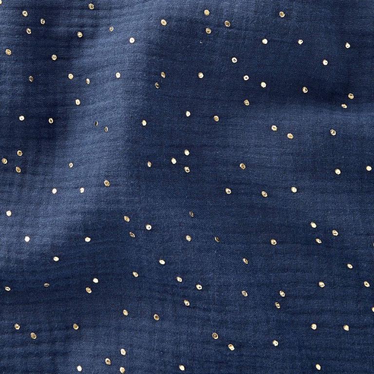 Double Gaze De Coton a Pois Pimiz - Bleu Indigo