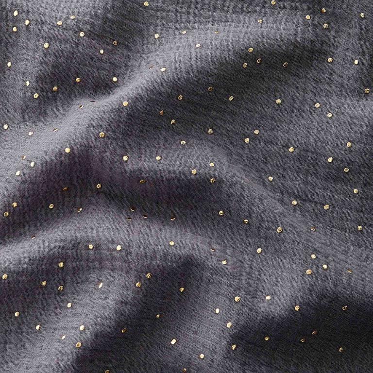 Double Gaze De Coton a Pois Pimiz - Gris Foncé
